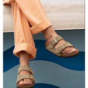 Birkenstock Arizona Soft Footbed Taupe Suede Sandals Size 38 Narrow